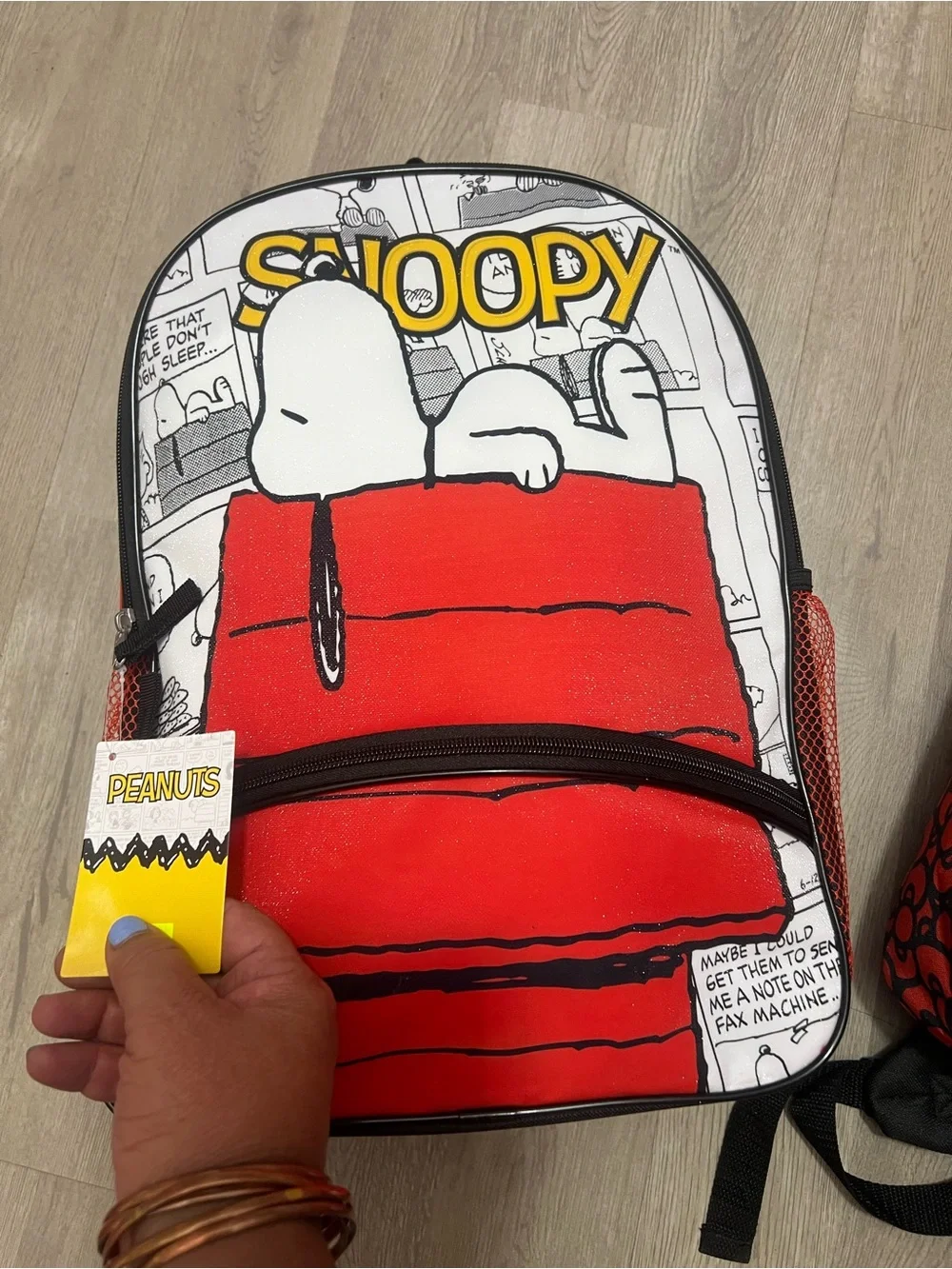 Red & White Graphic Backpack for Men
